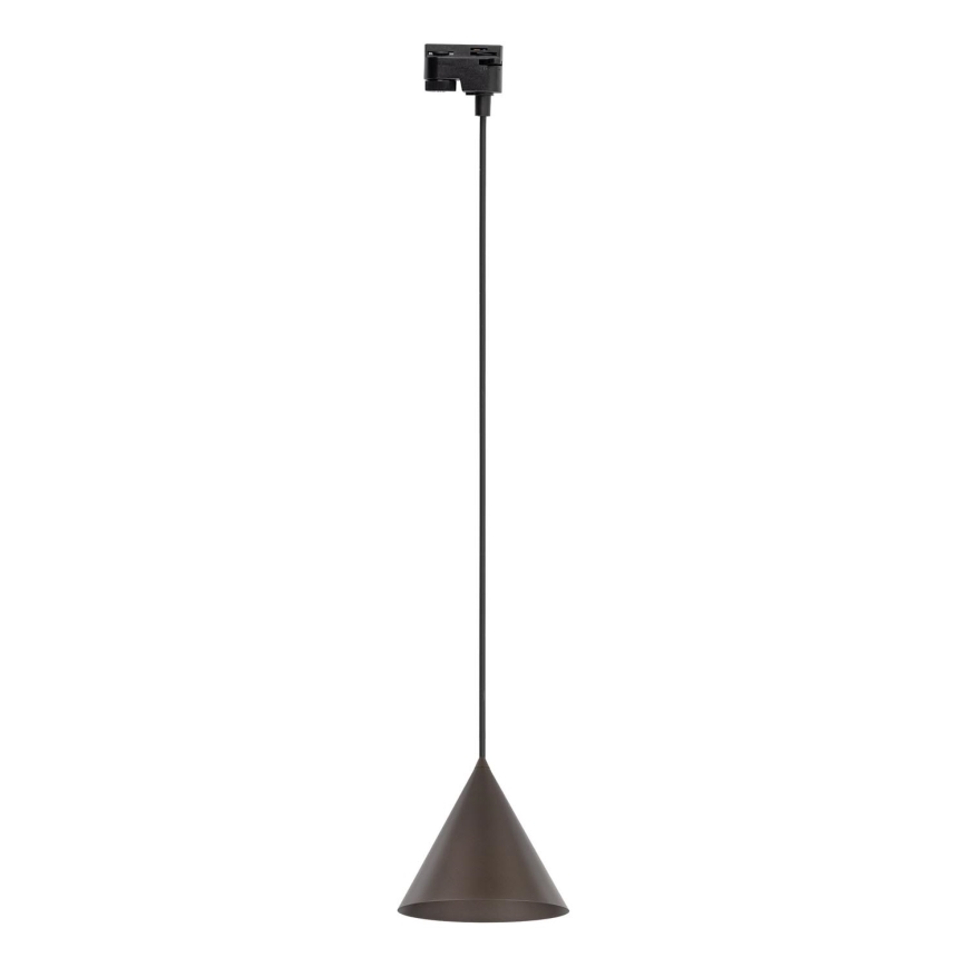 Lámpara colgante para sistema de raíles monofásico CONO 1xE27/15W/230V negro/marrón