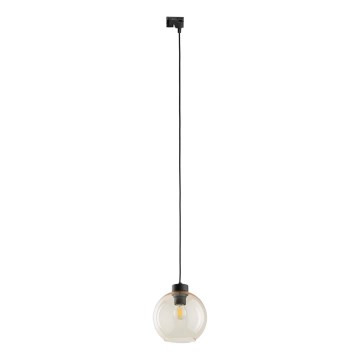 Lámpara colgante para sistema de raíles monofásico CUBUS 1xE27/15W/230V negro/beige ahumado