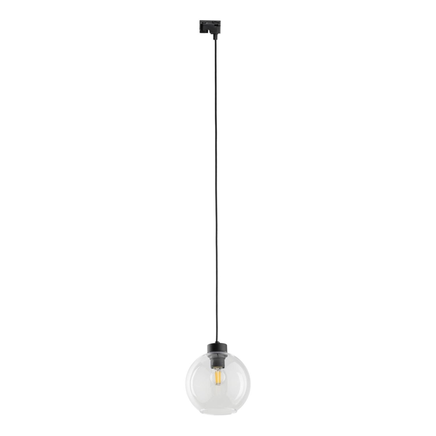 Lámpara colgante para sistema de raíles monofásico CUBUS 1xE27/15W/230V negro/transparente