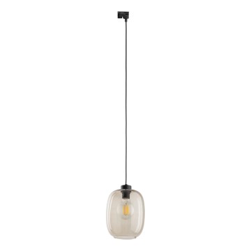 Lámpara colgante para sistema de raíles monofásico ELIO 1xE27/15W/230V negro/beige ahumado