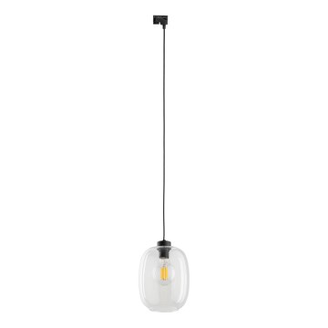Lámpara colgante para sistema de raíles monofásico ELIO 1xE27/15W/230V negro/transparente