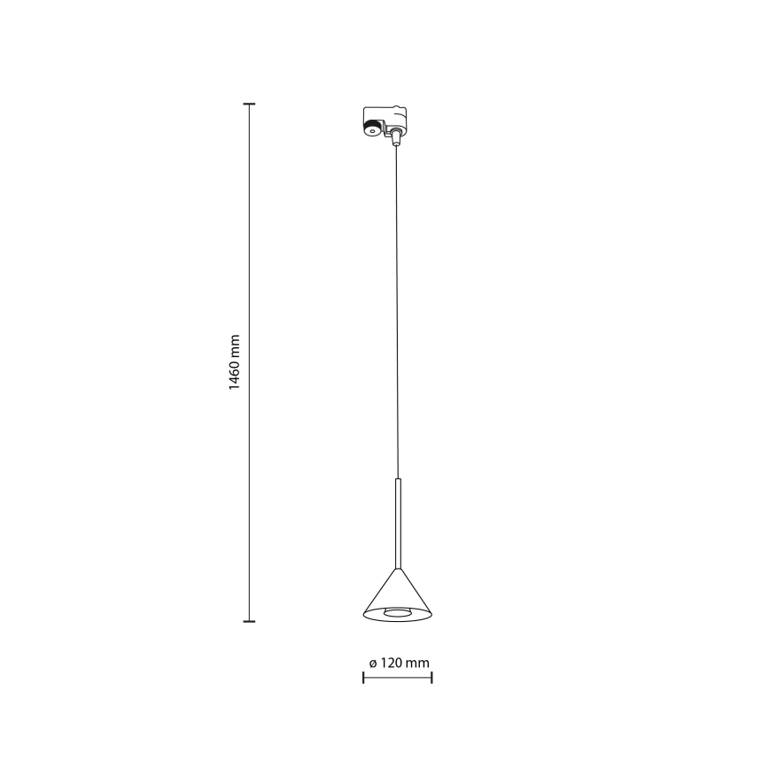 Lámpara colgante para sistema de raíles monofásico CONO MINI 1xGU10/10W/230V negro