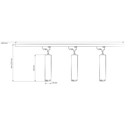 Lámpara colgante para sistema de rieles MARIBEL 3xGU10/10W/230V + 1 m sistema de rieles blanco