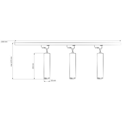 Lámpara colgante para sistema de rieles MARIBEL 3xGU10/10W/230V + 1 m sistema de rieles negro