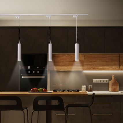 Lámpara colgante para sistema de rieles PARÍS 3xGU10/10W/230V + 1 m riel sistema blanco