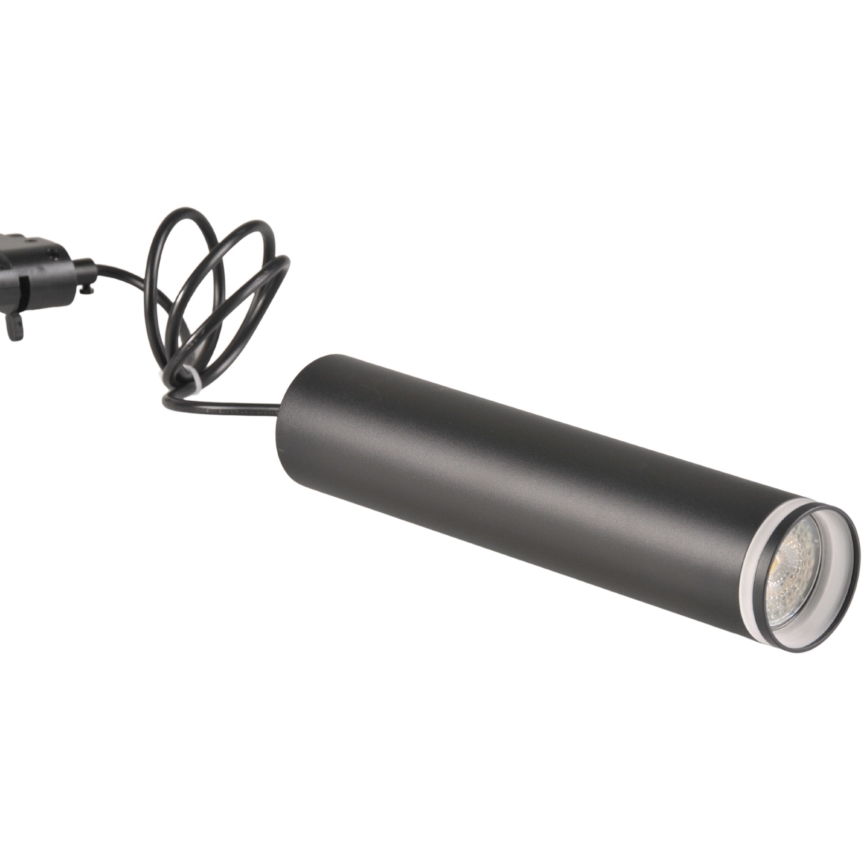 Lámpara colgante para sistema de rieles PARÍS 3xGU10/10W/230V + 1 m riel sistema negro
