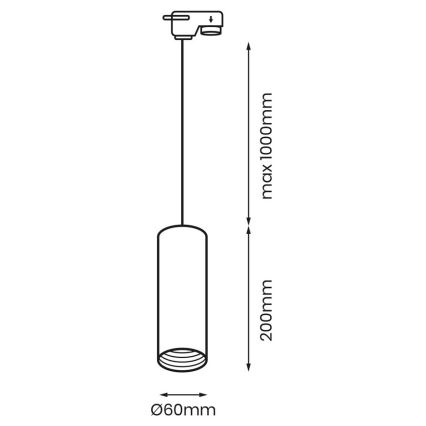 Lámpara colgante para sistema de rieles PIPE 1xGU10/25W/230V blanco