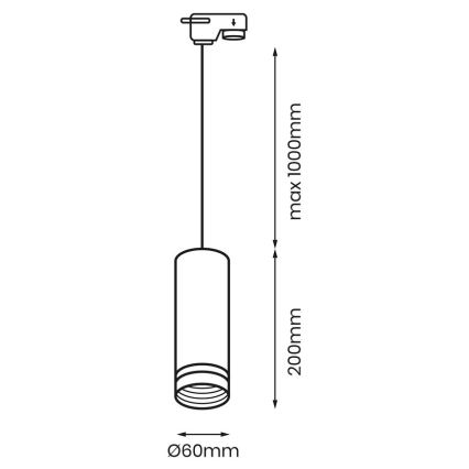 Lámpara colgante para sistema de rieles PIPE 1xGU10/25W/230V negro