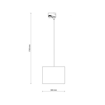 Lámpara colgante para sistema de raíles monofásico TRACER 1xE27/15W/230V diá. 38 cm negro