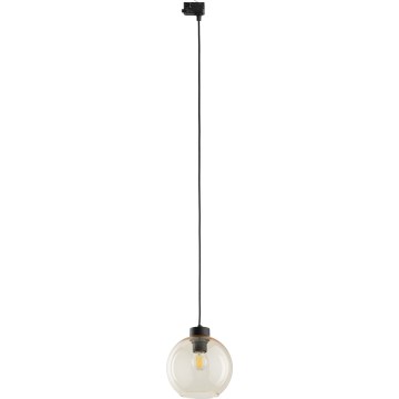 Lámpara colgante para sistema de rieles trifásico CUBUS 1xE27/15W/230V negro/beige ahumado