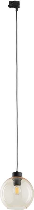 Lámpara colgante para sistema de rieles trifásico CUBUS 1xE27/15W/230V negro/beige ahumado