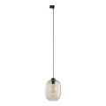Lámpara colgante para sistema de rieles trifásico ELIO 1xE27/15W/230V negro/beige ahumado