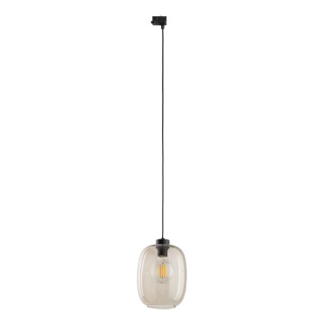 Lámpara colgante para sistema de rieles trifásico ELIO 1xE27/15W/230V negro/beige ahumado