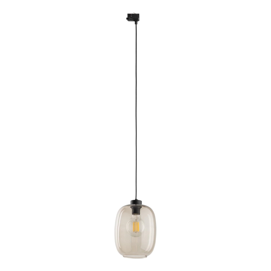 Lámpara colgante para sistema de rieles trifásico ELIO 1xE27/15W/230V negro/beige ahumado