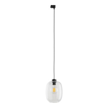 Lámpara colgante para sistema de rieles trifásico ELIO 1xE27/15W/230V negro/transparente