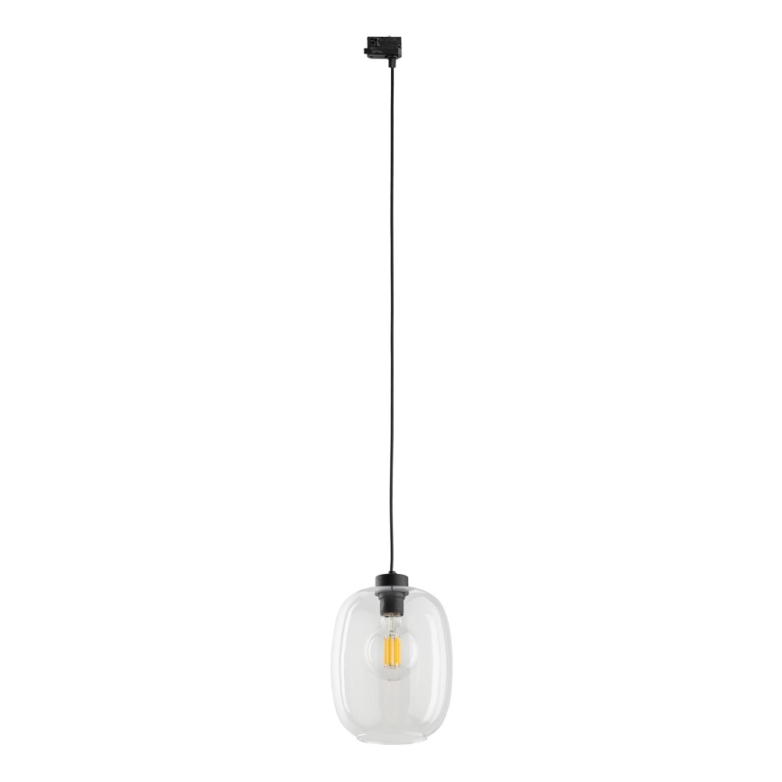Lámpara colgante para sistema de rieles trifásico ELIO 1xE27/15W/230V negro/transparente