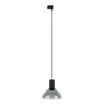 Lámpara colgante para sistema de rieles trifásico NEO 1xE27/15W/230V negro/negro ahumado
