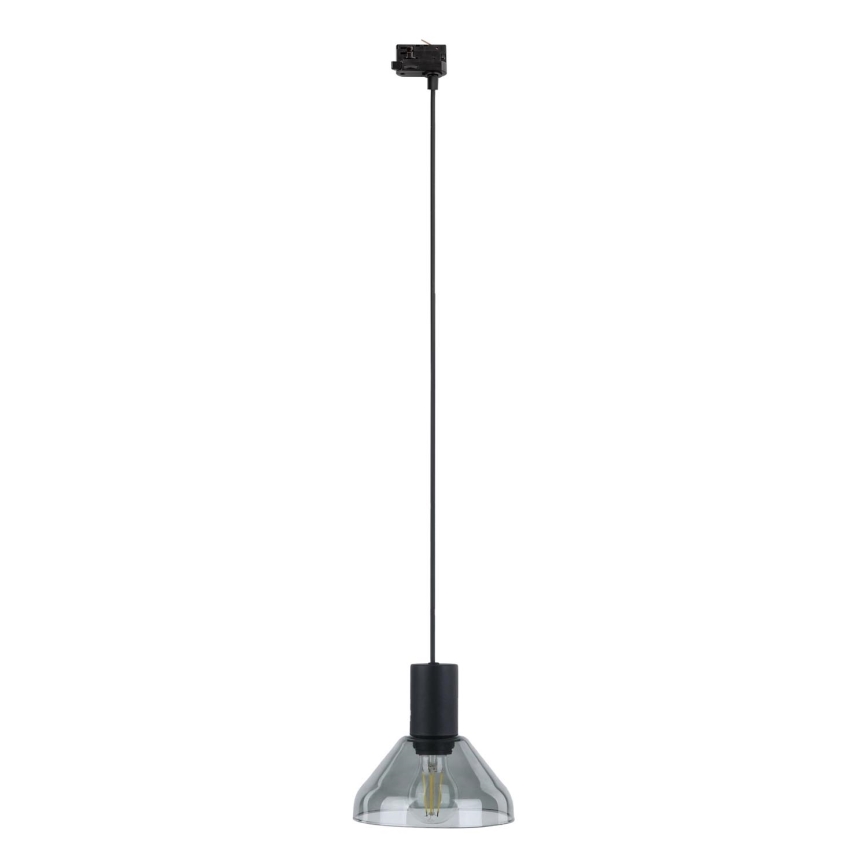 Lámpara colgante para sistema de rieles trifásico NEO 1xE27/15W/230V negro/negro ahumado