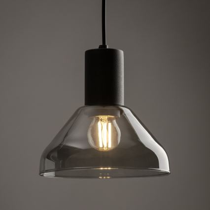 Lámpara colgante para sistema de rieles trifásico NEO 1xE27/15W/230V negro/negro ahumado