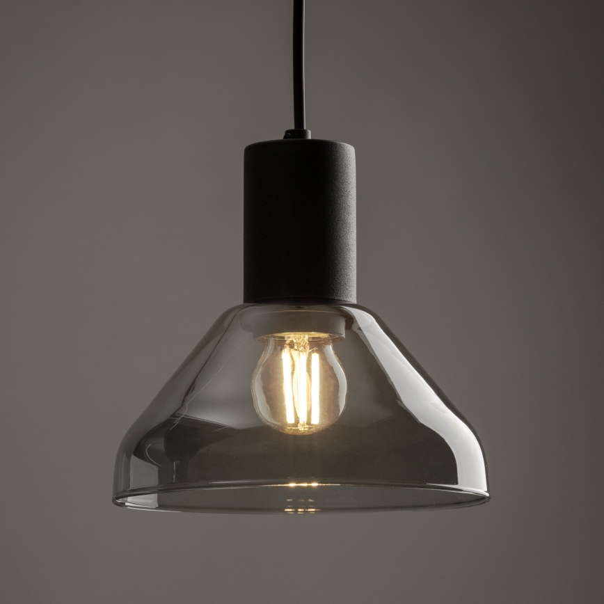 Lámpara colgante para sistema de rieles trifásico NEO 1xE27/15W/230V negro/negro ahumado