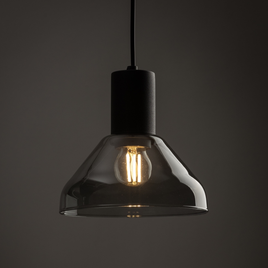 Lámpara colgante para sistema de rieles trifásico NEO 1xE27/15W/230V negro/negro ahumado