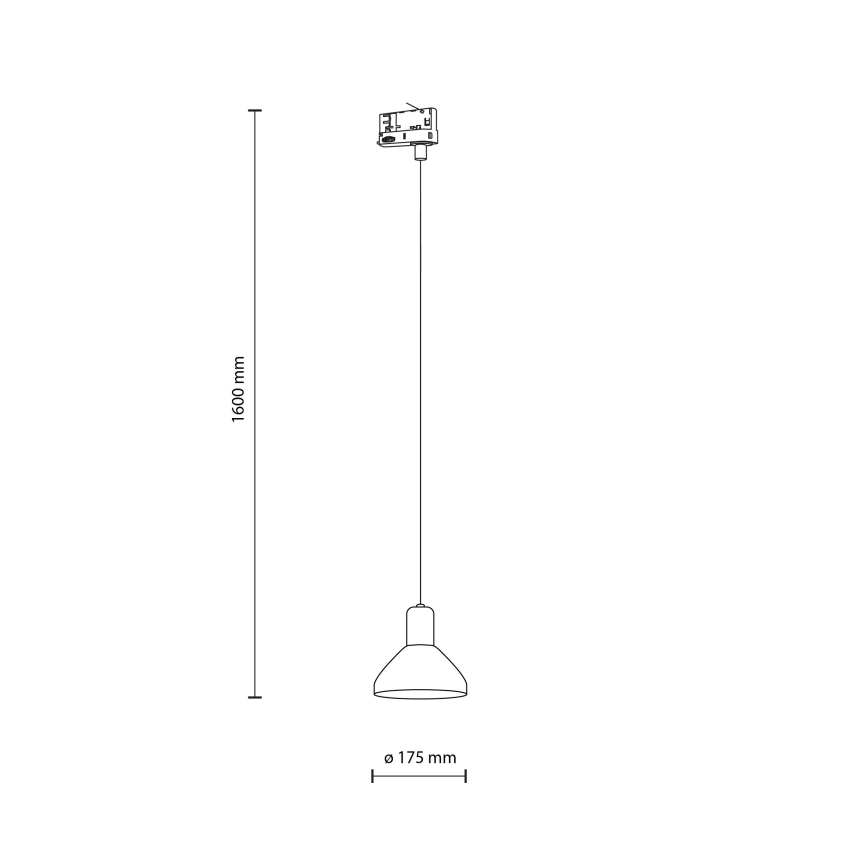 Lámpara colgante para sistema de rieles trifásico NEO 1xE27/15W/230V negro/negro ahumado