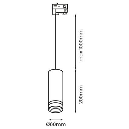 Lámpara colgante para sistema de rieles trifásicos PIPE 1xGU10/25W/230V blanco