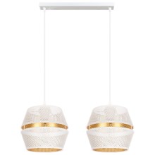Lámpara colgante PARIS 2xE27/60W/230V blanco/dorado