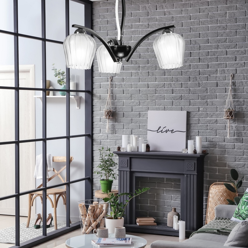 Lámpara colgante PAULA 3xE27/60W/230V negro