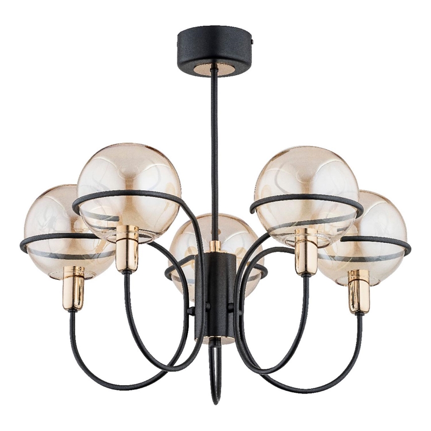 Lámpara colgante PETRA 5xE14/10W/230V negro/dorado