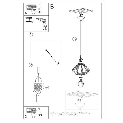 Lámpara colgante POMPELMO 1xE27/60W/230V