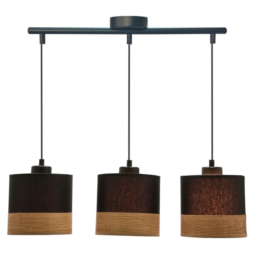 Lámpara colgante PORTO 3xE27/60W/230V negro/marrón
