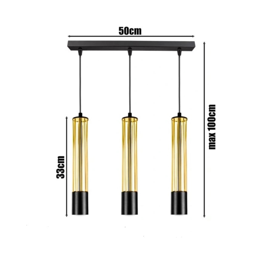 Lámpara colgante PRESCOT 3xGU10/40W/230V dorado