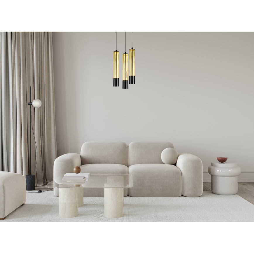 Lámpara colgante PRESCOT 3xGU10/40W/230V dorado
