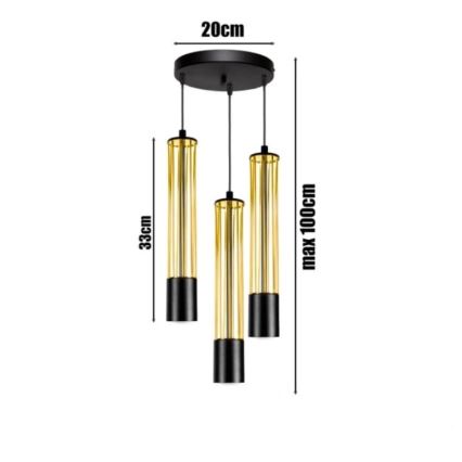 Lámpara colgante PRESCOT 3xGU10/40W/230V dorado