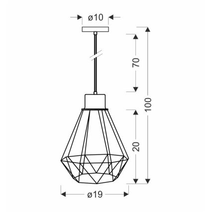 Lámpara colgante PRIMO 1xE27/60W/230V negro/dorado