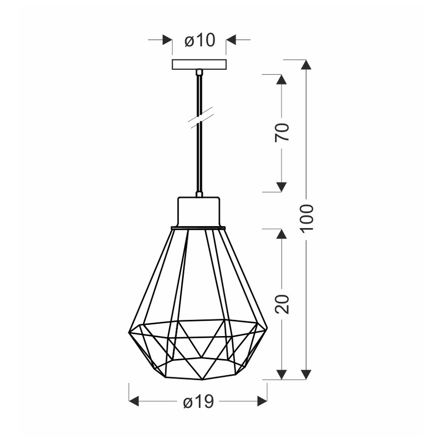 Lámpara colgante PRIMO 1xE27/60W/230V negro/dorado