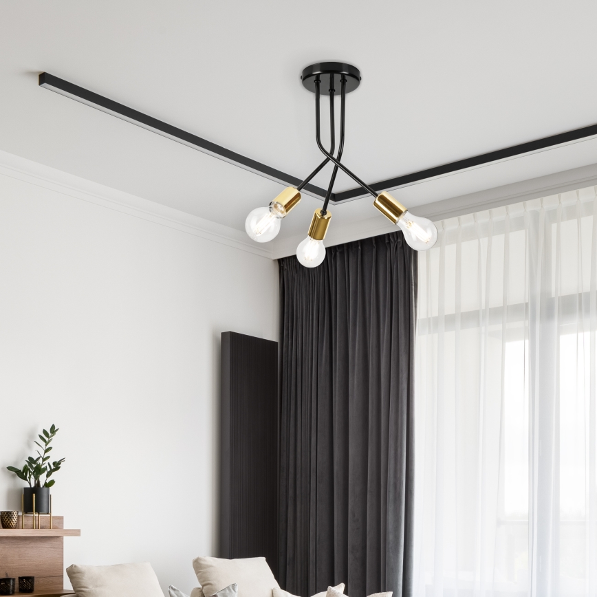 Lámpara colgante PRIYA 3xE27/15W/230V negro