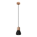 Lámpara colgante QUBIC 1xE27/60W/230V concreto/abedul/haya/negro