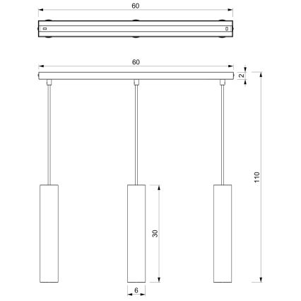 Lámpara colgante RAITO 3xGU10/8W/230V latón