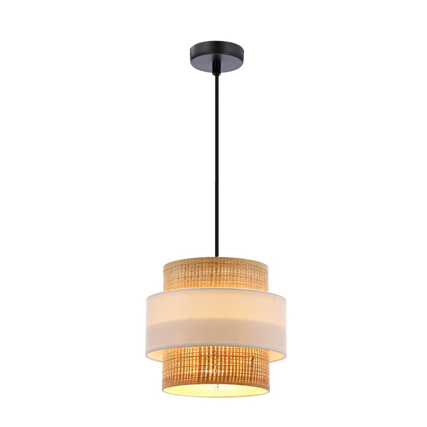 Lámpara colgante RATTAN 1xE27/40W/230V blanco/marrón