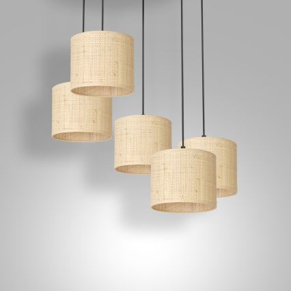 Lámpara colgante RATTAN 5xE27/60W/230V ratán