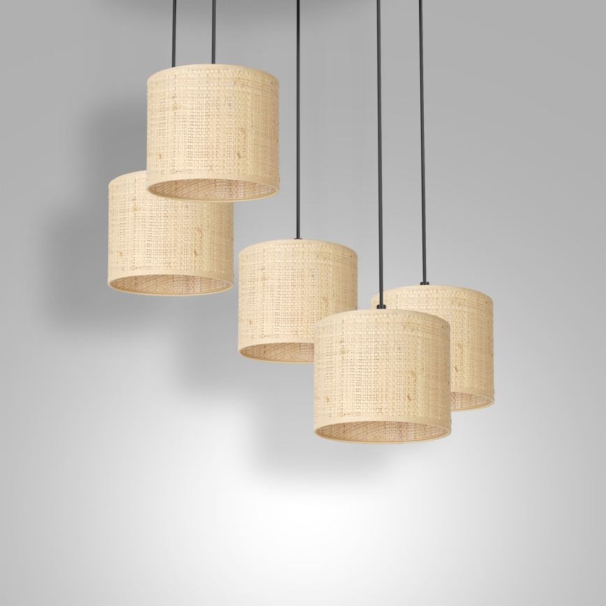 Lámpara colgante RATTAN 5xE27/60W/230V ratán