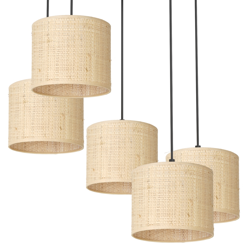 Lámpara colgante RATTAN 5xE27/60W/230V ratán