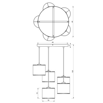 Lámpara colgante RATTAN 5xE27/60W/230V ratán
