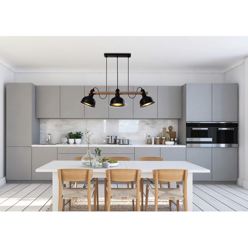 Lámpara colgante RENO 3xE27/40W/230V negro/marrón