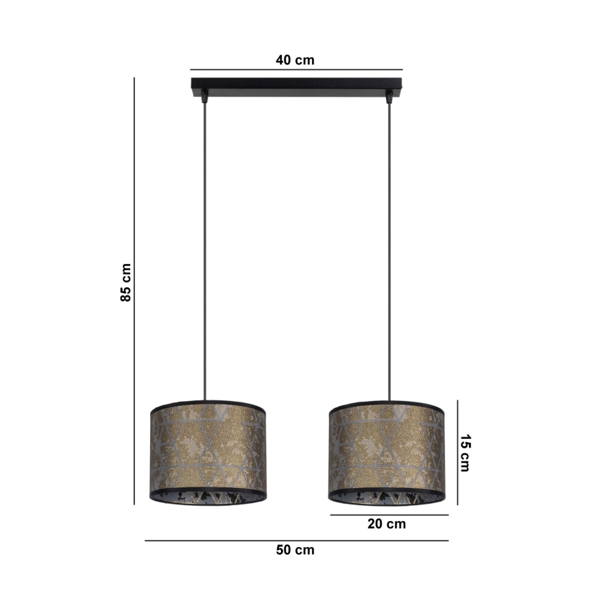 Lámpara colgante REZO 2xE27/60W/230V dorado