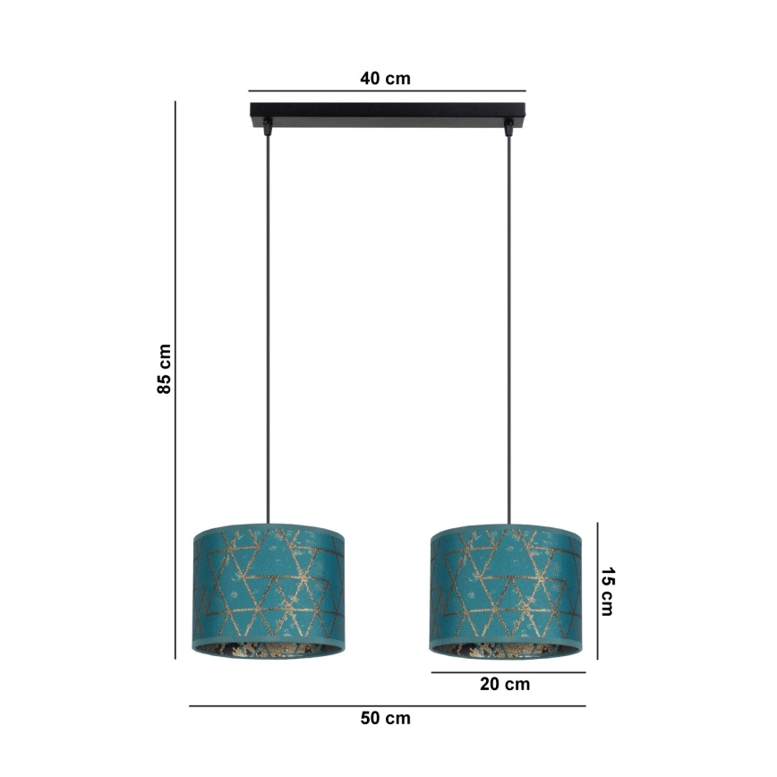 Lámpara colgante REZO 2xE27/60W/230V turquesa