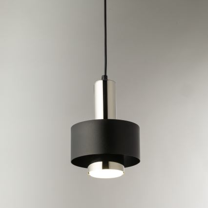 Lámpara colgante RIF LUX 1xGX53/12W/230V diá. 15 cm negro/cromo brillante