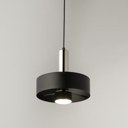 Lámpara colgante RIF LUX 1xGX53/12W/230V diá. 25 cm negro/cromo brillante